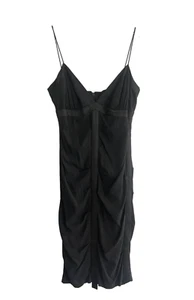 Nicole Miller Collection 2 Dress Y2K Silk Empire Waist Babydoll Goth Cocktail - Picture 1 of 11