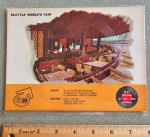 Vintage Seattle World's Fair Space Needle Restaurant 33rpm Record Postcard 1962 - Picture 1 of 11