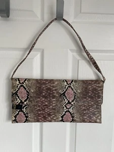 Ladies Pink Mix SASHA Animal Print Faux Leather Shoulder Clutch Bag BNWT - Picture 1 of 15