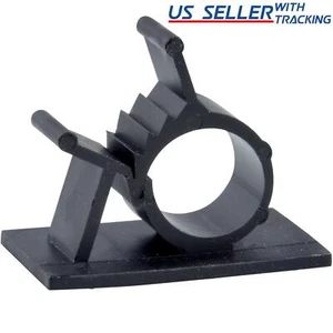 25x Cable Clips Adhesive Cord Management Organizer Wire Holders 0.6" Clamp Black - Picture 1 of 4