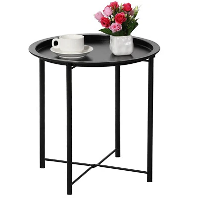 Round End Side Table Living Room Small Metal Coffee Table Nightstands Rack - Image 1 of 4