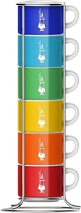 Bialetti Sei Tazzine Impilabili, Multicolore, Porcellana, 9 x 9 x 28.5 cm - Imagen 1 de 3