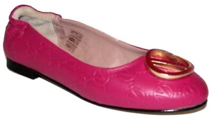 VALENTINO Monogram Fuchsia Leather Flat Shoes ITALY 8M - Picture 1 of 9