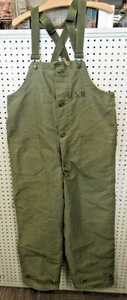 Vintage NOS WWII USN Cold/Wet Weather Deck Bibs Overalls Medium NXsx 38052 - Picture 1 of 7