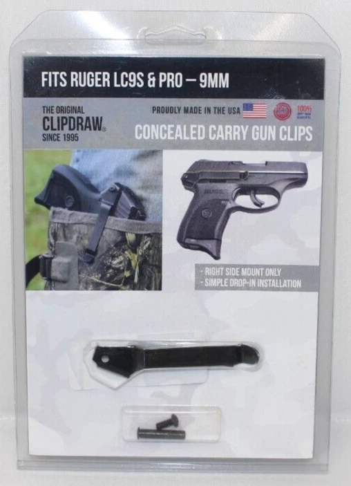 Clipdraw Belt Clip for Ruger Lc9s & Ec9s IWB Black - Right Concealment Holster