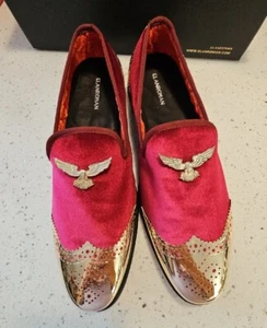 ELANROMAN Para hombres Mocasines Hebilla Dorada Boda Fiesta Baile de graduación Terciopelo Zapatos de Vestir Rojo - Imagen 1 de 14