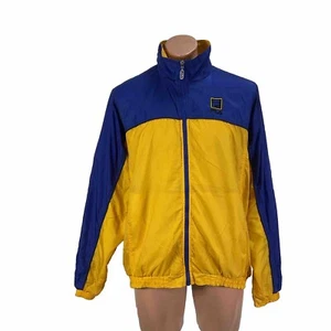 Vintage 90s FILA Windbreaker Jacket Size XL Golden Yellow Blue Full Zip - Picture 1 of 11