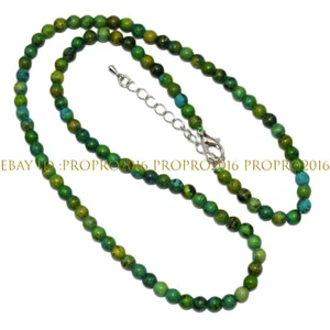 "Collar de joyería con cuentas de piedras preciosas redondas de 4 mm amarillo verde turquesa 16-36""" - Imagen 1 de 13