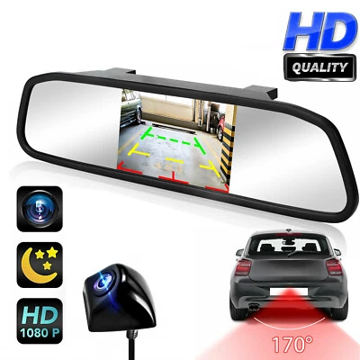 5" LCD Clip on Car Rear View Mirror Monitor Backup Camera IP68 Waterproof System - Image 1 of 4