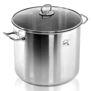20 Litre Large Deep Stainless Steel Cooking Stock Pot Glass Lid Induction Base - Picture 1 of 6