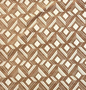 Vintage 1970's Art Deco Brown & White Geometric Chenille Upholstery Fabric 4 YDS - Picture 1 of 8