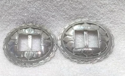 2 1993 Replacement Belt Conchs Silver Engraved Oval Shape Flowers Great - Image 1 of 4