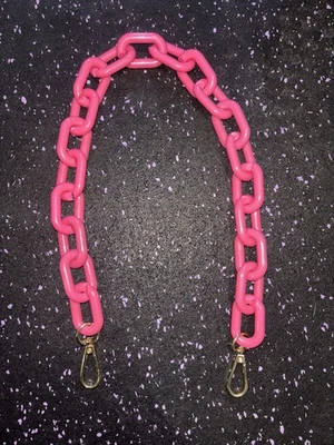 Bright Pink Chain For Purse Or Bags Approx 22.5" Long, Plastic ? Resin ? - Image 1 of 2