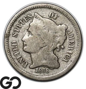 1868 Three Cent Nickel - Picture 1 of 3