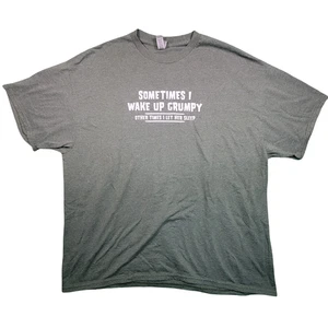 Funny Grumpy Wake Up T-Shirt Men’s 2XL Gildan Green Graphic Tee Cotton Blend - Picture 1 of 4