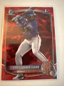 2025 Bowman Chrome Sapphire BCP-191 Christopher Suero Red Refractor #/5 Rookie - Picture 1 of 2