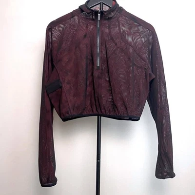 Lululemon Reversible Malla 1/2 Cremallera Pullover Recortado Gran Tamaño Chaqueta Entrenamiento Transparente Foto 1 de 4