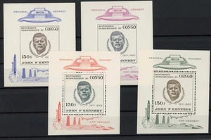 [G90.362] Congo 1966 : JF Kennedy - 4 Good VF MNH Perf/Imperf Sheets - $115 - Picture 1 of 1