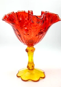 Vintage Fenton Kohl Rose Amberina Glas geraffter Rand Standfuß Süßigkeitenschale - Bild 1 von 6