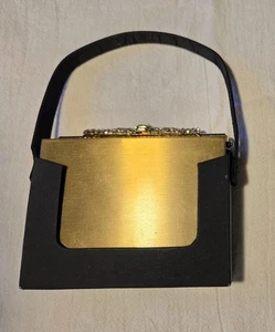 Cartera clutch compacta de maquillaje vintage Volupte tono dorado en caja original RM1162 - Imagen 1 de 10