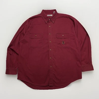 Camisa Bugle Boy Para Hombre 2XL XXL Roja Manga Larga Abotonada Algodón Bordado Foto 1 de 4