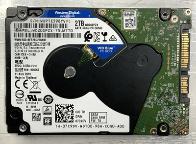 Western Digital Blue 2TB 5.4K RPM 6Gb/s SATA 2.5" HDD SMR | WD20SPZX, 07C9DV - Image 1 of 4