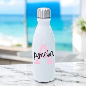 Personalised 650ml White Aluminium Water Bottle | Sports Gym Kids School Bottle - Picture 1 of 7