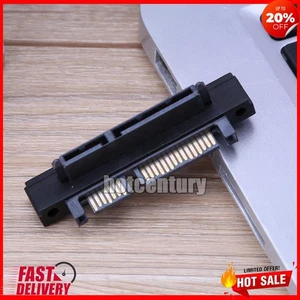 90° Angle SATA 22Pin(7+15) Male to 22Pin(7+15) Female Extender Adapter - Picture 1 of 6