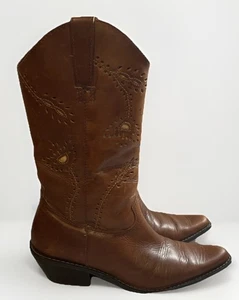Matisse Albuquerque Women's Cowgirl Boots Brown Leather Floral Cut-Out Sz 6 M - Picture 1 of 8