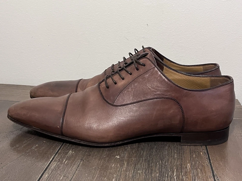 Christian Louboutin Greggo Cap Toe Oxford Shoes Brown Leather Size 46.5 Men 13.5 - Image 1 of 4
