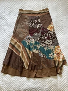 vintage 90s earthy hippie fairy patchwork style skirt womens size XS/S - Picture 1 of 4