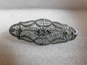 Vintage OB O B Sterling Silber filigran Diamant Anstecknadel Brosche - Bild 1 von 6