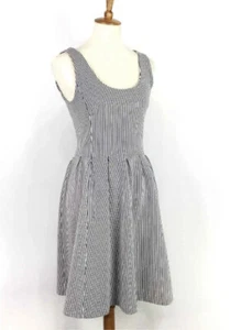 Banana Republic 0 navy White Stripe Sleeveless Dress Skater fit & flare Pockets - Picture 1 of 11