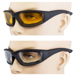 1/3 Pair Padded Motorcycle Sports Biker Riding Glasses Wind Resistant Sunglasses - Picture 1 of 27