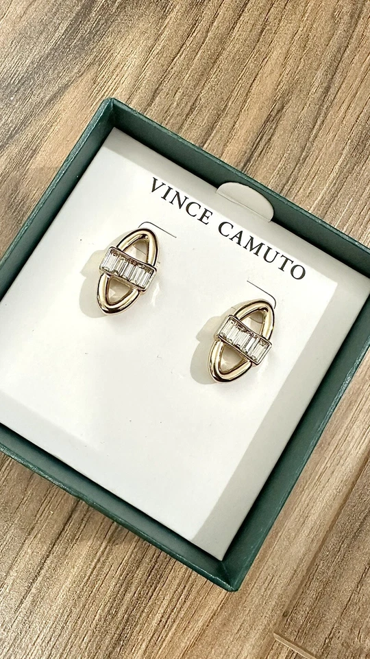 Aretes ovalados Vince Camuto cristal tono dorado | Joyería de moda para mujer Foto 1 de 4