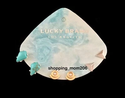 Lucky Brand tono dorado y plateado 3 piezas Juego de aretes Foto 1 de 3