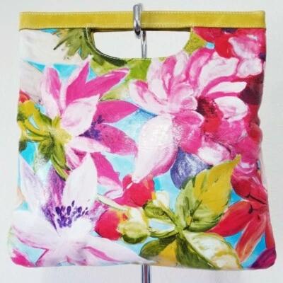 MAURIZIO TAIUTI SPRING FLORAL Leather CLUTCH TOTE HANDBAG MADE IN ITALY Bucket - Image 1 of 4