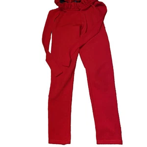 Girls Pretty little thing red trousers Elastic frilly waistband and tie Belt - Picture 1 of 6