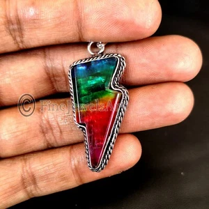 Ammolite Gemston Lightning Bolt 925 Sterling Silver Handmade Women Pendants M245 - Picture 1 of 3