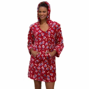 SOFT & COZY Size M/L Plush Hooded Tunic RED - Picture 1 of 2