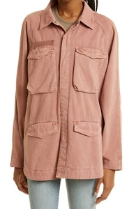 Pistola Revolve Women's Large Jacket Briana Cotton Utility Overshirt Pink NEW - Picture 1 of 7