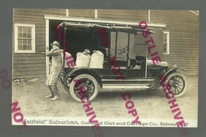 Sidney NEW YORK RPPC c1915 ADVERTISING Car Company HATFIELD SUBURBAN Delivery - Picture 1 of 5