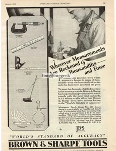 1929 Browne & Sharpe Micrometers Calipers Gauges Vintage Print Ad - Picture 1 of 1