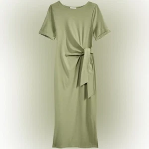 On 34th Women's Crewneck Wrap Tie Olive Green Dress New With Tags - Picture 1 of 5