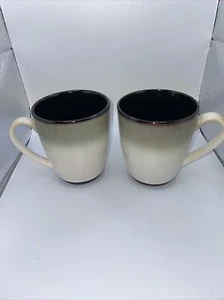 SANGO Nova Black #4932 Stoneware Coffee Cups Mugs ~ SET OF 2 - Picture 1 of 6