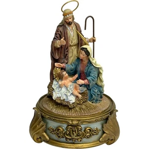 Vintage Teleflora 6” Resin Nativity Scene Music Box OH LITTLE TOWN OF BETHLEHEM - Picture 1 of 5