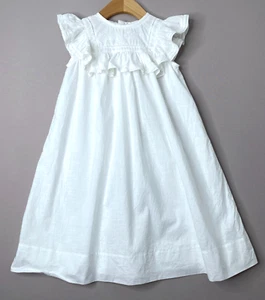 BONPOINT Girls 4 Yrs Ruffled Cotton Charlyne Dress in Milk White - Picture 1 of 7