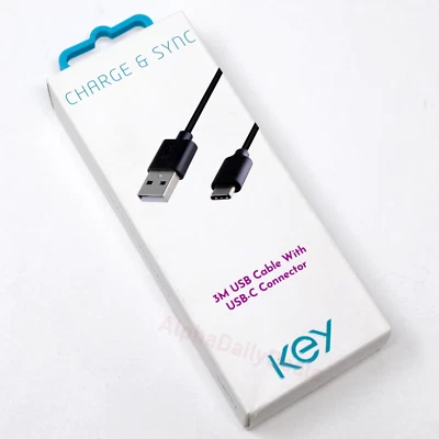 KEY USB-A to USB-C Type C Charging Sync Data Cable 10ft Samsung Google HTC LG - Image 1 of 3