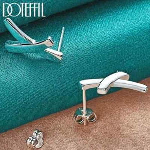 DOTEFFIL 925 Plata Esterlina Cruz X Pendiente de Tachuela Moda Dije Fiesta Joyería - Imagen 1 de 6