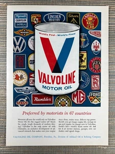 Valvoline Motor Oil Preferred in 67 Countries Freedom PA 1965 Vintage Print Ad - Picture 1 of 1
